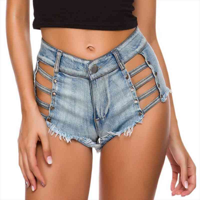 

Sexy Hollow Out Jeans Summer Women Shorts Fashion Low Waist Denim Mini Short Beach Casual Club Party Bikini Bottom, White;black