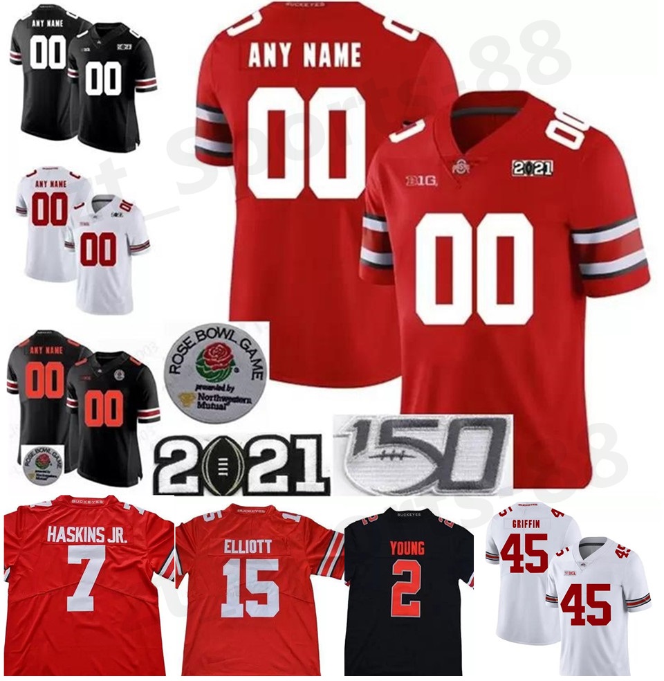 

NCAA Ohio State Buckeyes Justin Fields Football Jerseys 2 Chase Young JK Dobbins 15 Elliott Stroud Fleming Dwayne Nick Bosa Archie Griffin Eddie George 150TH Patch, As shown in illustration