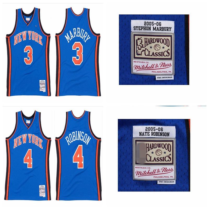 

Men New York Knicks Nate Robinson Stephen Marbury Mitchell & Ness 2005 06 HardwoodS Classics Swingman Player Jersey, Black;red