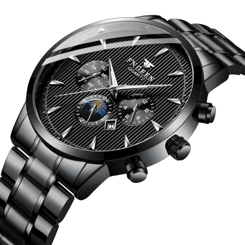 

Wristwatches Watch Black Student Sports Quartz Luminous Calendar Waterproof Fashion British Non-mechanical Men's 43.6mm, Black steel blue