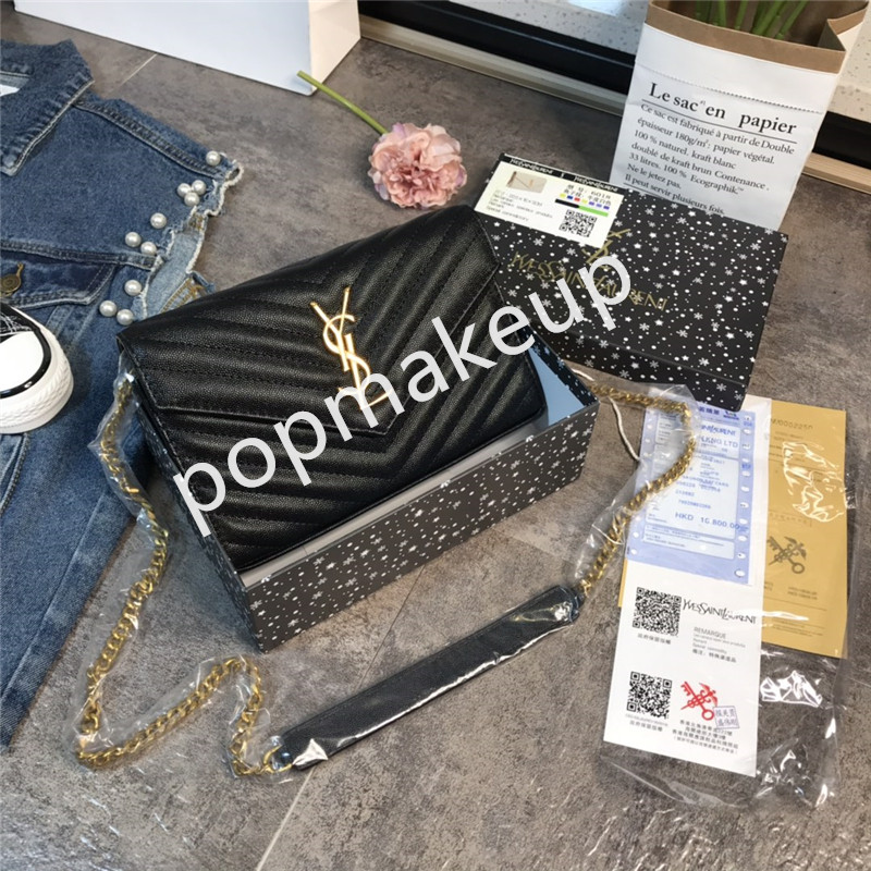 

YB1 Designer YSL Saint Laurent bag Classic rhombus chain leather Luxury shoulder bags designers clutch women handbag luxury handbags, Black