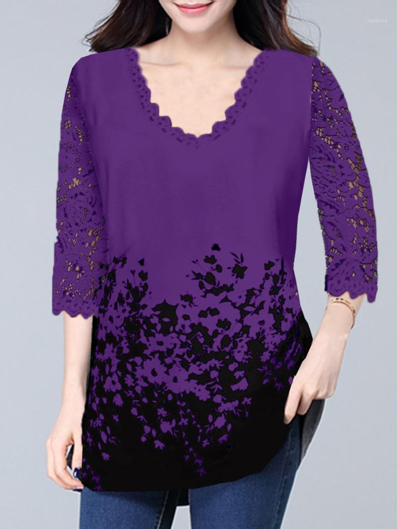 

Spring Summer Lace Blouse Full Sleeve Women Embroidery Sexy V Neck Hollow Out Top Clothing Jumpers Big Size Women' Blouses & Shirts