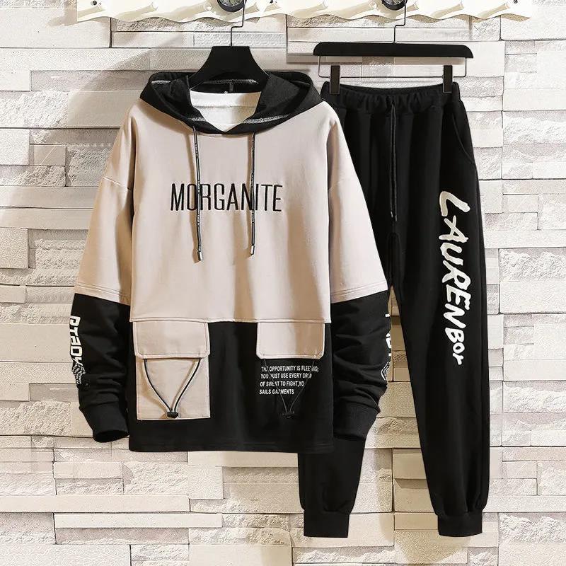 

Men's Tracksuits Winter Clothing Men Sets Printing Hoodie Set Fleece Zipper Sweatshirt Casual Sport Sweatpants Mens 2021, Black