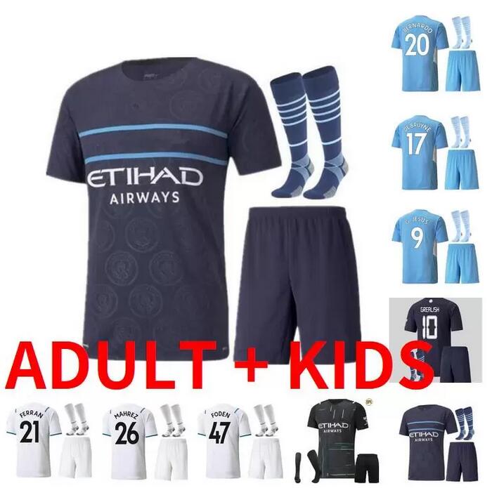 

21/22 adult Kids Kit DE BRUYNE FERRAN FODEN Soccer Jerseys MAN GREALISH CITY 2021 2022 Home MAHREZ children G.JESUS STERLING Football shirt uniforms, Gold