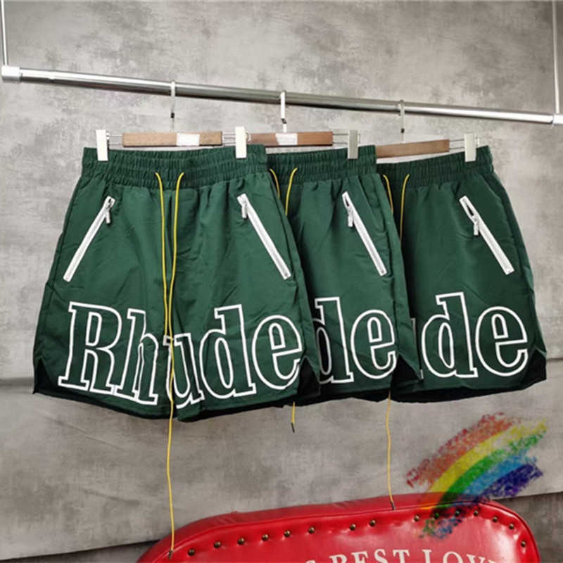 

Rhude Shorts Men Women 1:1 High Quality Mesh Unisex Zipper Pill Zipper Head Drawstring Short X0601, White;black