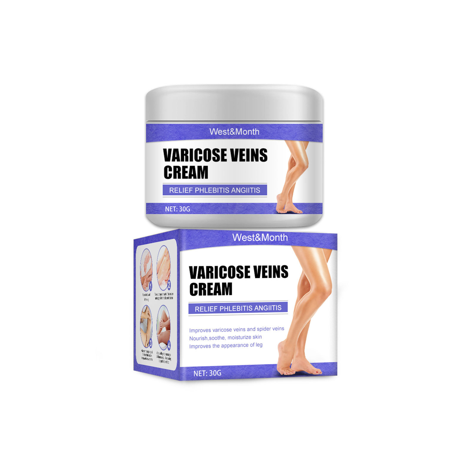 West&Month Intravenous cream earthworm hamstring bulge relieve pain red blood thread repair cream moisturize legs-image-751444395