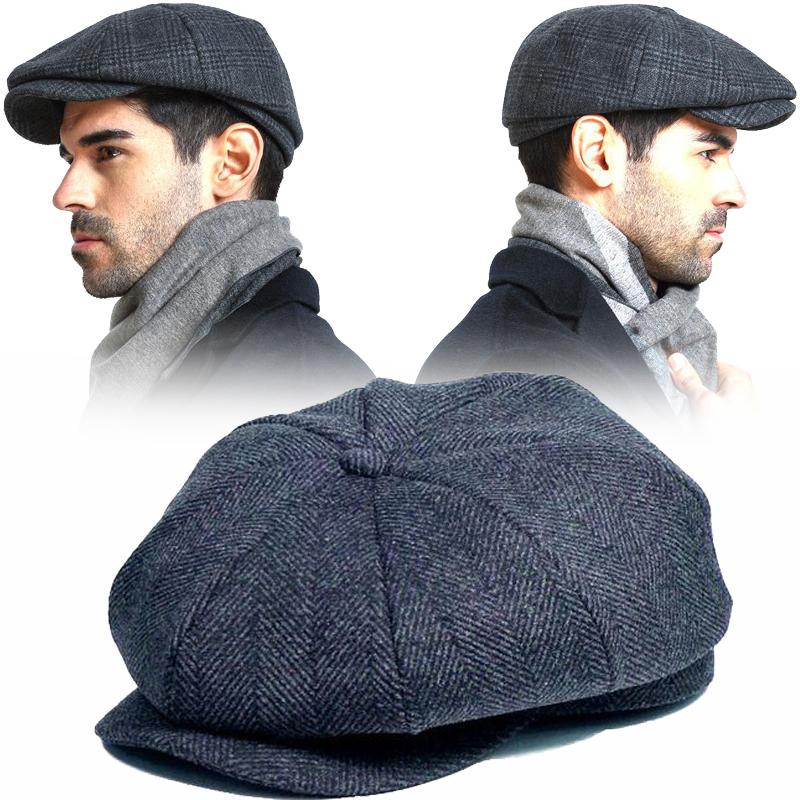 

Berets Men Casual Ivy Sboy Hat Man Felt Autumn And Winter Cap Dad Leisure Beret Caps Wool Flat Octagon Adjustable 55-61cm, Black