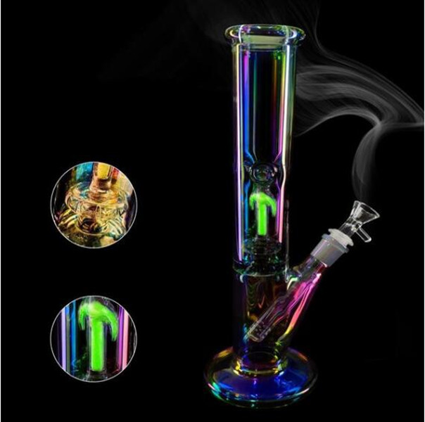 

12.2 Inchs Big Tall Bong Hookahs Colorful Thick Glasses Bongs Water Pipes Downstem Perc Heady Glass Bubbler With 18mm Bowl Dab