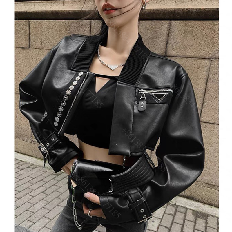 

Fashion women motorcycle leather jacket coat lapel waterproof and windproof racer short jackets star beat party wholesale designer clothes pd1
