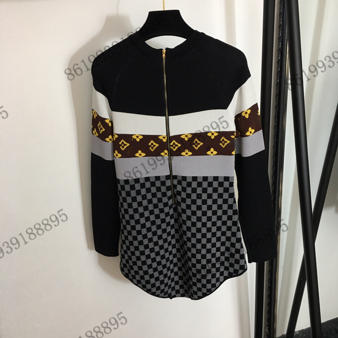 

luxury women clothing knitted cardigan double F jacket Sweaters high-end designer female christmas sweater color jacquard one-piece bodysuit back zipper, 07