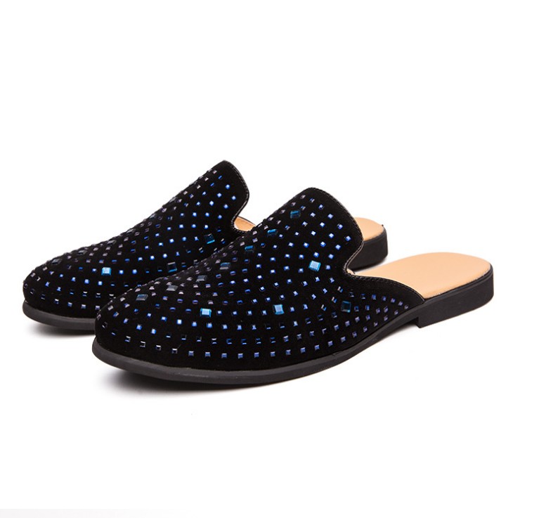 

Genuine leather Men's Sandals Trend Slip-on Buckle Design Shoes Male Casual Fashion Low Heel High Quality Sandal for Men, Black