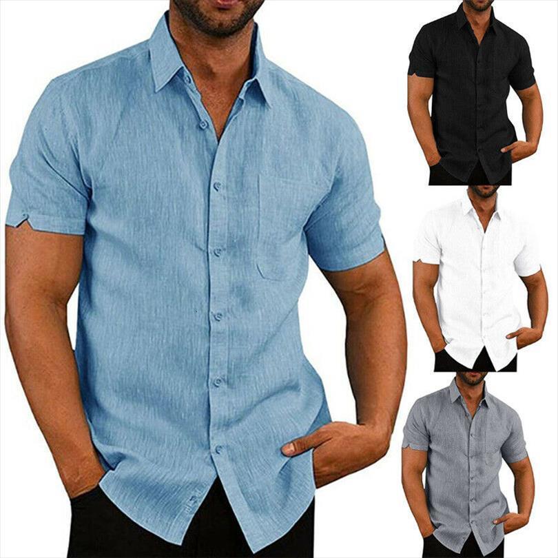 

brand summer casual linen men t shirt short sleeve solid male loose dress blouse soft slim tee, White;black