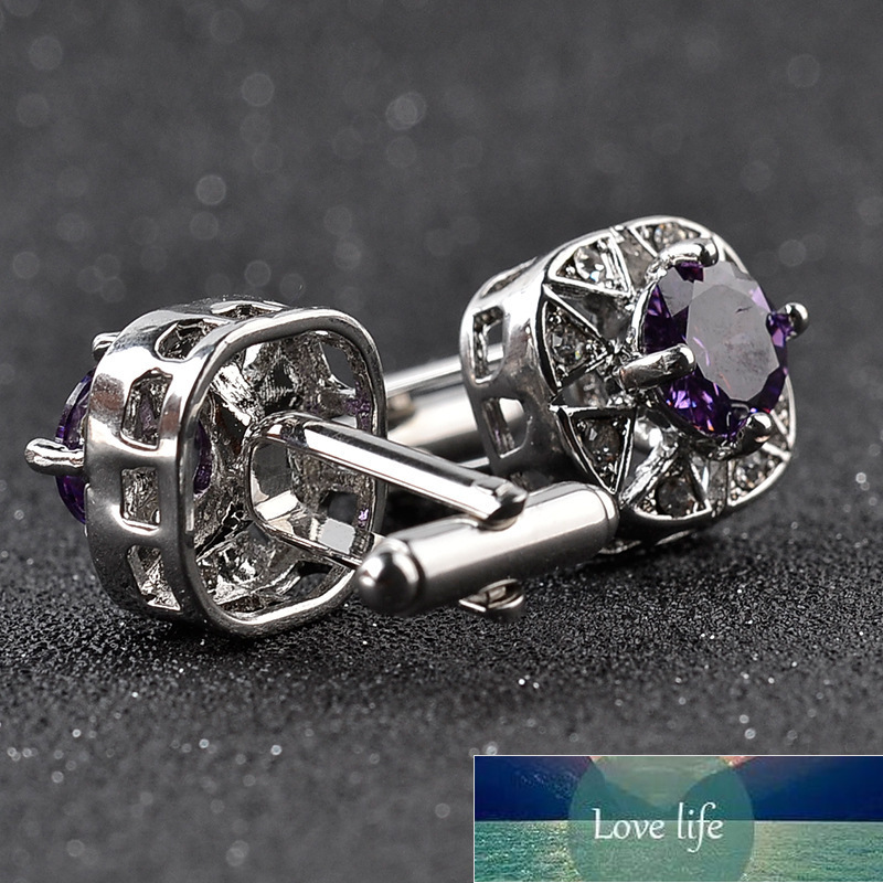 

Fashion Luxury Crystal Cufflinks 2 Colors Option White Qurple Top Quality Rhinestone Design Hotsale Cufflink Whoelsale & Retail Factory price expert design Quality