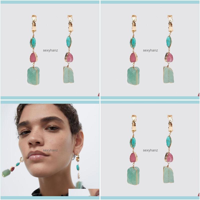 

Chains Necklaces & Pendants Boho Ladies Fashion Irregar Natural Stone Earrings For Women Trendy Statement Long Dangle Earring Jewelry Drop D