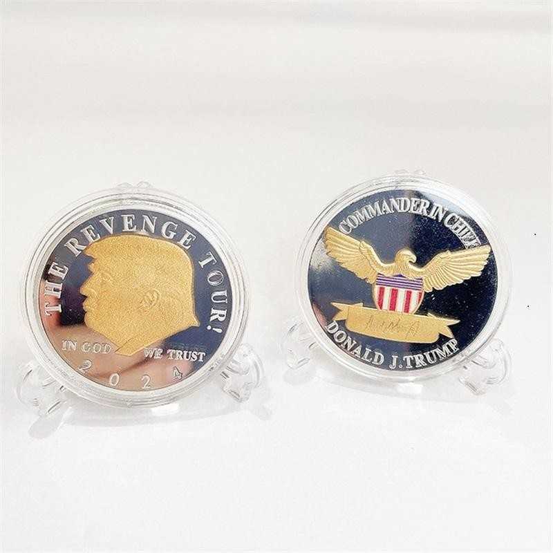 

2024 US Election Trump Commemorative Coin Gold Plated Silver Plated Double Colored Iron Coins Crafts CA16
