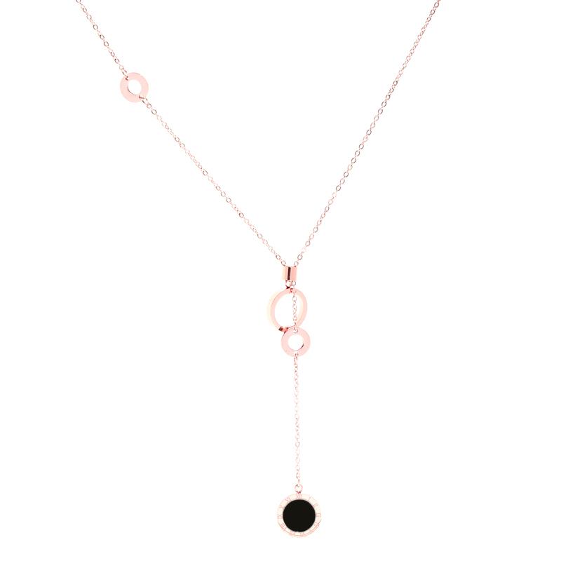 

Pendant Necklaces Products Woman Classic Necklace Roman Numerals Black/white Color Shell With Double Circles Tassel Jewelry Love