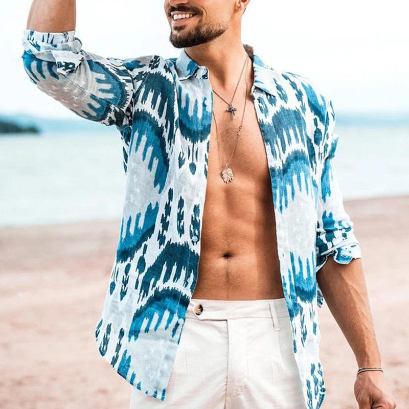 

Men' Casual Shirts Spring And Autumn Retro Print Shirt Lapel Leopard Button Top Sexy Long Sleeve Streetwear, 03 short sleeve