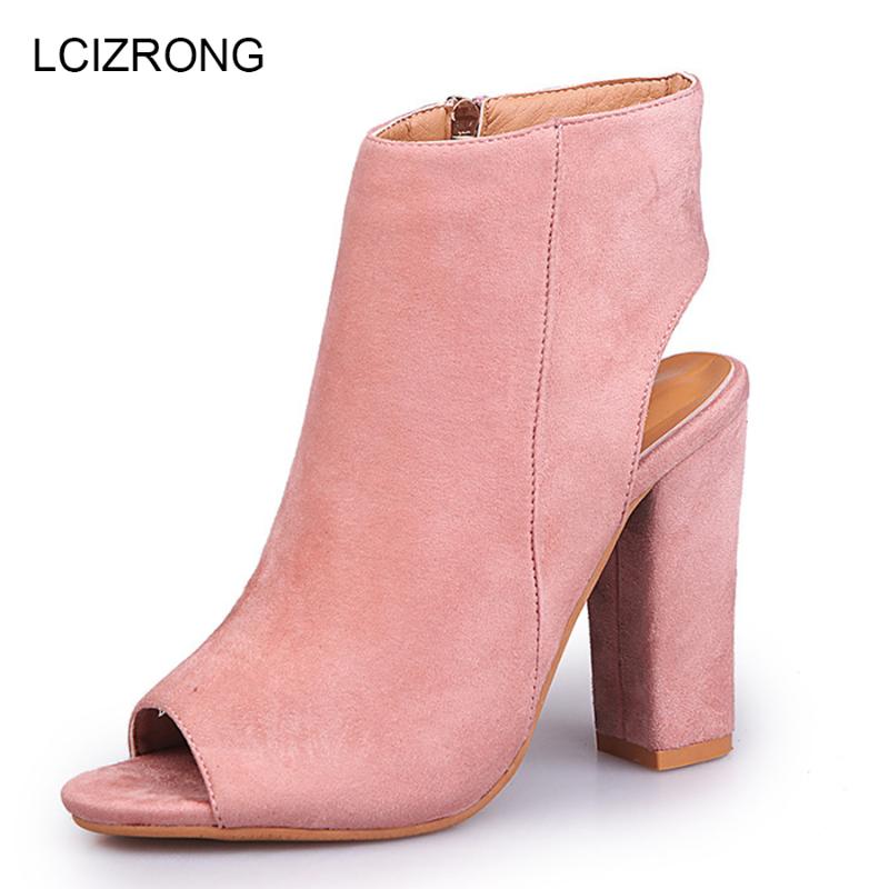 

Fashion Peep Toe High Heel Women Sandals 34-43 Size Sexy Summer Ankle Party Solid Ladies Round, Pink