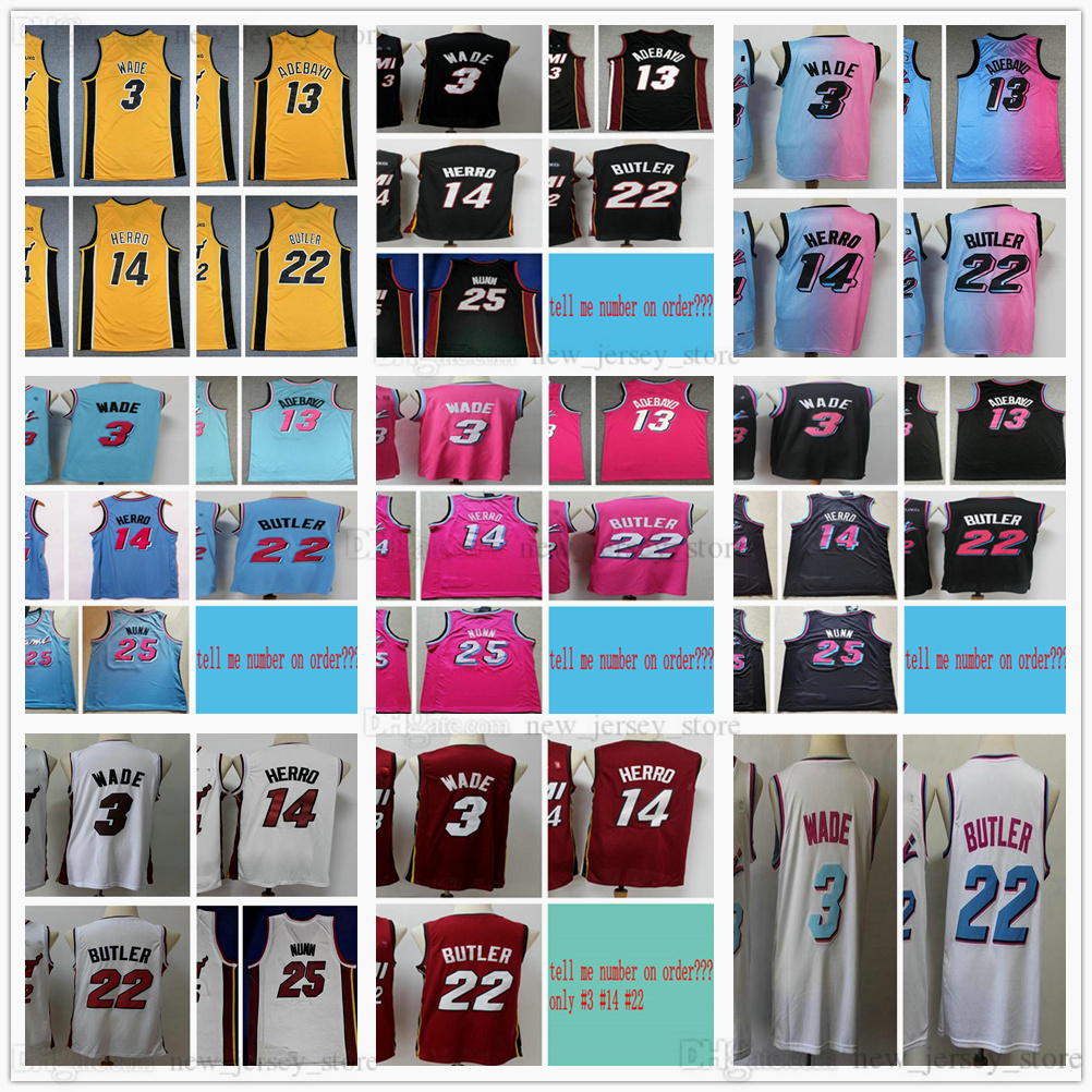 

2021 Basketball Jimmy 22 Butler Jerseys Bam 13 Adebayo Tyler 14 Herro Kendrick 25 Nunn Dwyane 3 Wade Jersey Blue Pink White Black City Shirt Shorts, Choose picture number