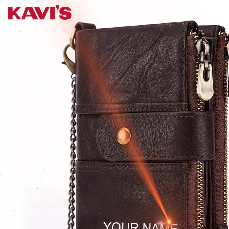 

kavis genuine leather engraving rfid wallet men crazy horse wallets coin purse short male money bag mini walet quality, Red;black