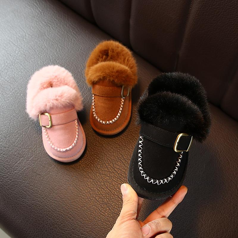 

Boots Mao Girls Snow Shoes Baby Cotton Plus Velvet Short Big 1-5 Years Old Children's Boot Height, Pink