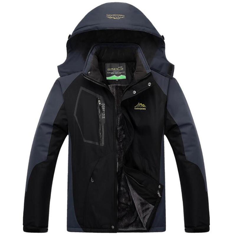 

Outdoor Jackets&Hoodies Plus Velvet Jackets Mens Windproof Waterproof Mountaineering Camp Hooded Thick Warm Coats 5XL Hunting Cloth, Blue;black