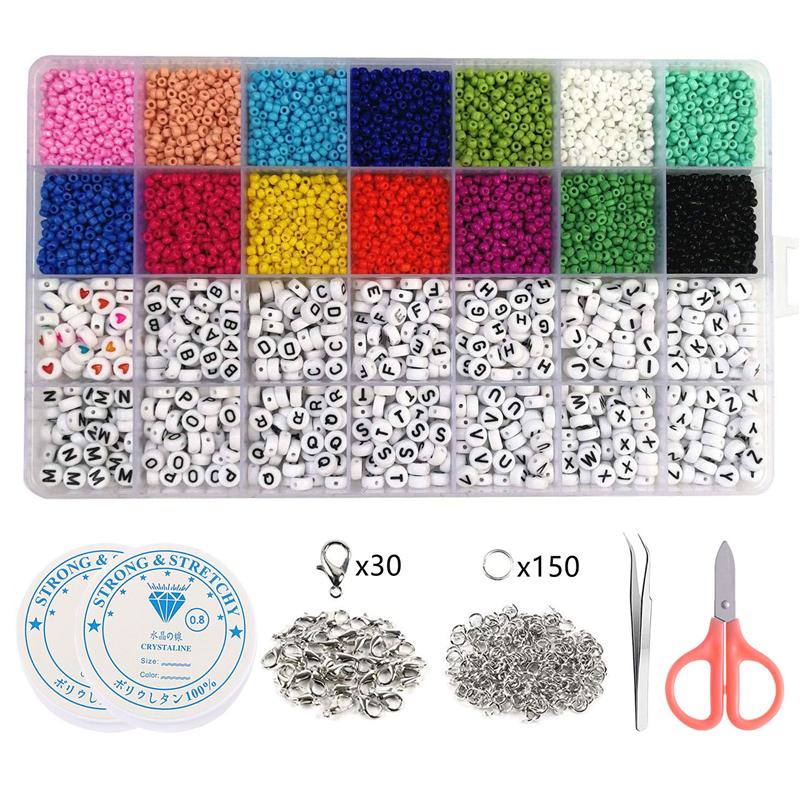 

Other Round Acrylic Puzzle Letter Beads Box Kit For Bracelet Making Diy Necklace Jewelry Accessories Loose Spacer Glass Seed Set