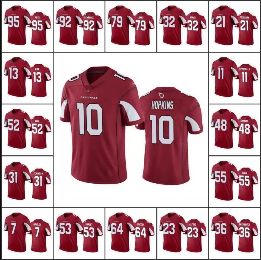 

Arizona's Cardinals's Football Jersey Men #79 Josh Jones 48 Isaiah Simmons 11 Fitzgerald 10 DeAndre Hopkins Women Youth Cardinal Legend Jers, Black;red