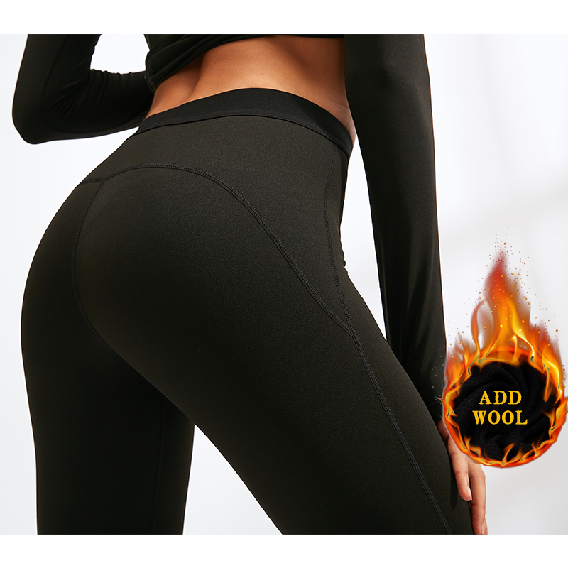

15% Spandex Add Wool Fitness Legging Solid Quickly Dry Running Tights Warm Trousers Workout Sweatpants GYM Yoga Pants Women, Zg-