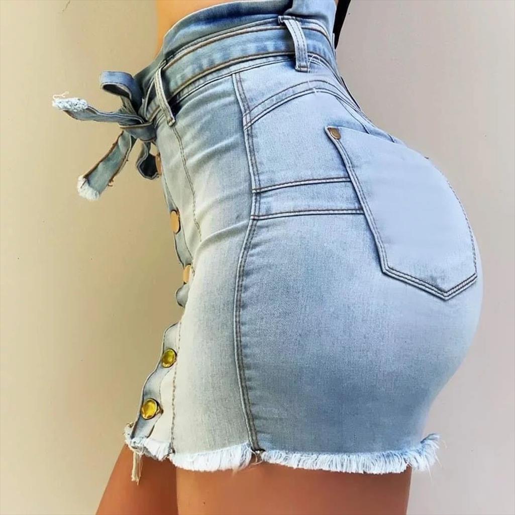 

style button skinny women skirt denim casual solid color lace up slim upskirt, Black