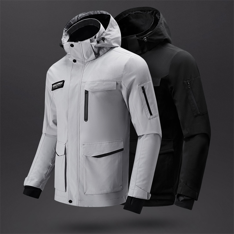 

Uleemark Men's Jacket Lightweight Waterproof Breathable Windbreaker with Removable Hooded for Outdoor Classic Multi Pockets Coat 211029, Gray