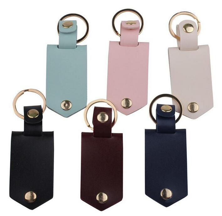 

Leather Keychains Pendant Sublimation Blank Aluminum Alloy Car Key Ring Heat Transfer DIY Decorative Keychain Wholesale