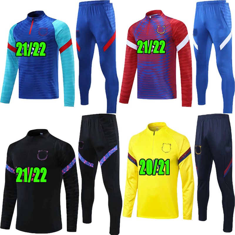 2021 2022 MESSI Barcelona jacket soccer jerseys Half-zip training suit set 20 21 22 ANSU FATI F.DE JONG PEDRI DEST COUTINHO GRIEZMANN Long sleeve