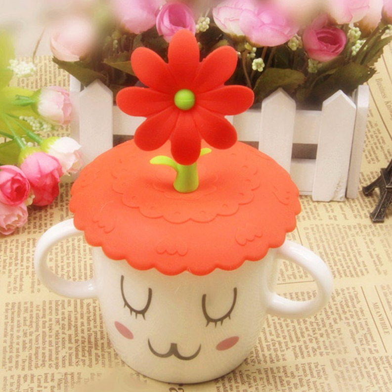 Cute Anti-dust Silicone Saplings Cup Cover Coffee Kids Cup Cap Airtight Spoon