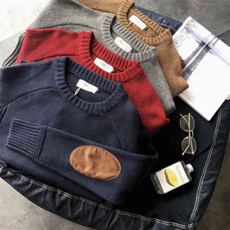 Winter Thick Mens Sweaters Retro Loose Round Neck Pullovers Autumn Winter Wear Men Casual Pullover Fit Knitted Fashion 210809