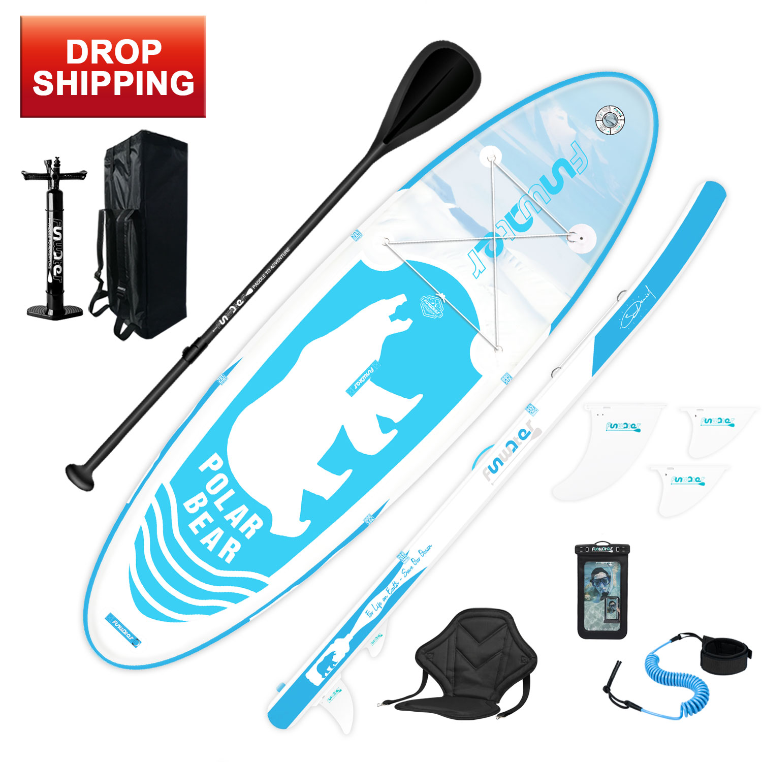 

FUNWATER US Warehouse Drop Ship Delivery Within 7 Days surfboard 320*84*15cm inflatable stand up paddle board wholesale sup surf paddleboard water sport