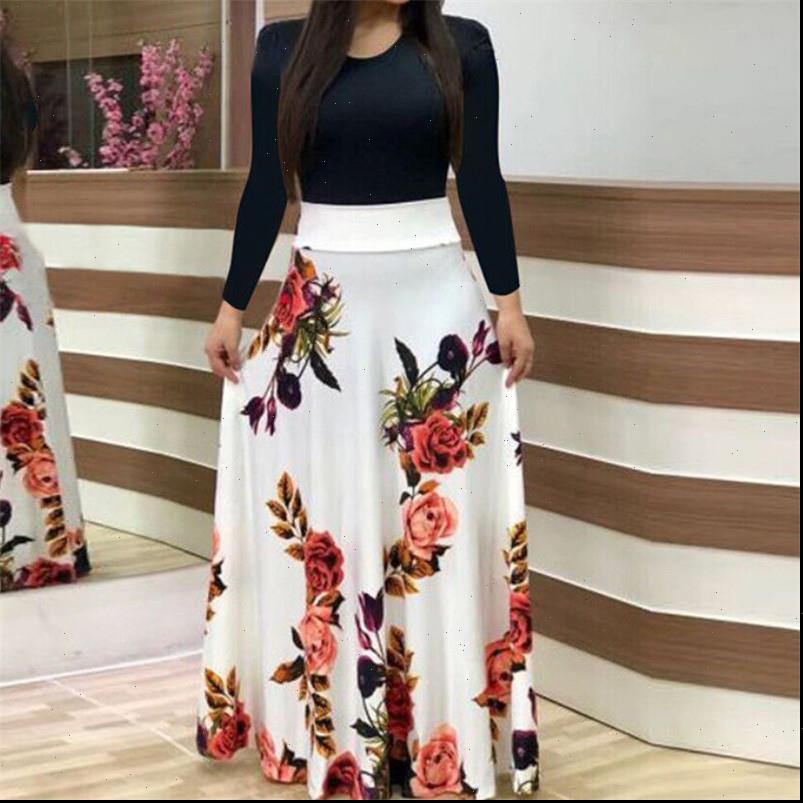 

womens dress women boho floral printed long sleeve ladies maxi autumn evening party dresses elegant woman holiday beach, Black;gray