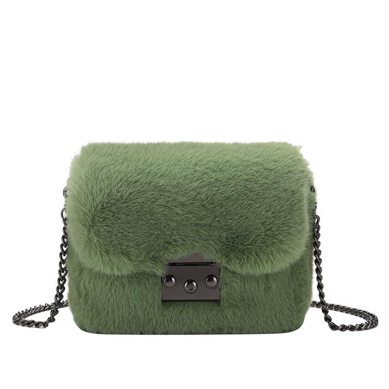 

Evening Bags 2021 Arrivals Women's Plush Shoulder Imitation Mink Hair Design High Quality Comfortable Skin Girl's Trend Chain Bag