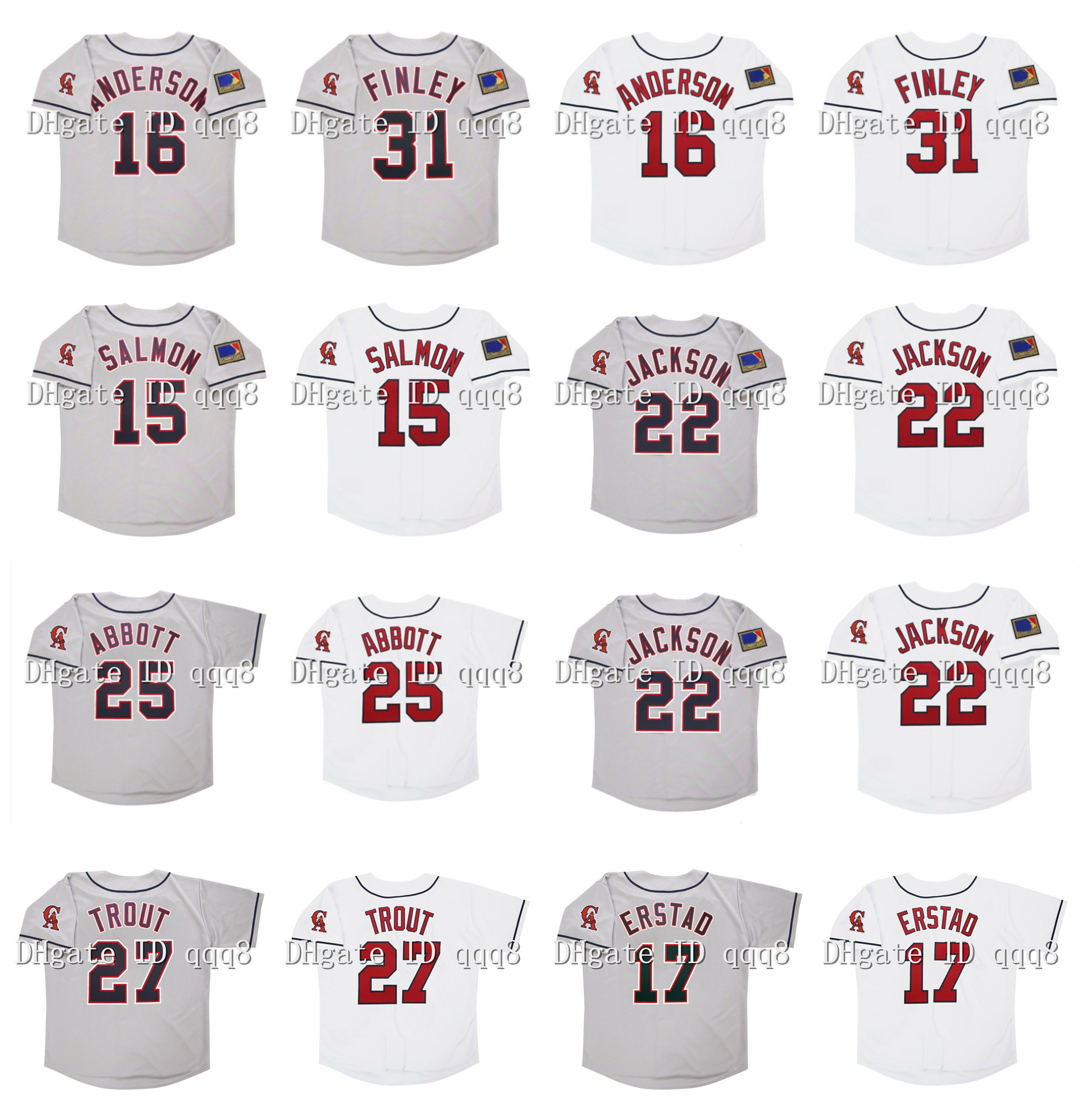 

Vintage 1994 California Baseball Jersey Mike Trout Tim Salmon Bo Jackson Garret Anderson Chuck Finley Jim Abbott Reggie Jackson White Grey Jerseys, Blue;black