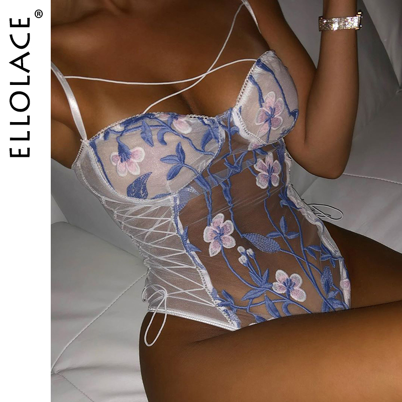 

Floral Bodysuit Women Lace Overalls For Women Sexy Bodys Bandage Sleeveless Transparent Bodies For Women Lace Bodysuit, Red