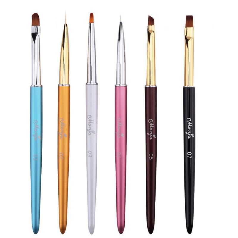 

Nail Brushes Monja Art French Metal Handle Stripe Lined Lining Image Brush Acrylic Uv Gel Extension Builder Drawing Pen
