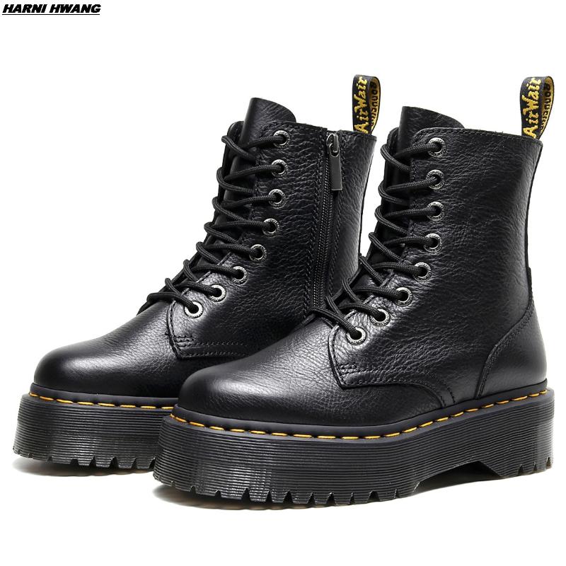 Boots Harni Hwang Motorcycle 2021 Fashion's Fashion en cuir de mode Fashion Plateforme Plateforme de fête Femme Femme 35-41