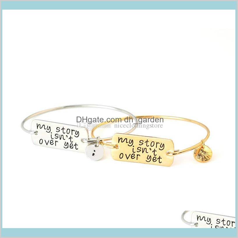 

My Story Isnt Over Yet Gold Silver Bracelet Mental Health Awareness Jewellery Fashion Bangles For Women Nimj6 F2Ep7