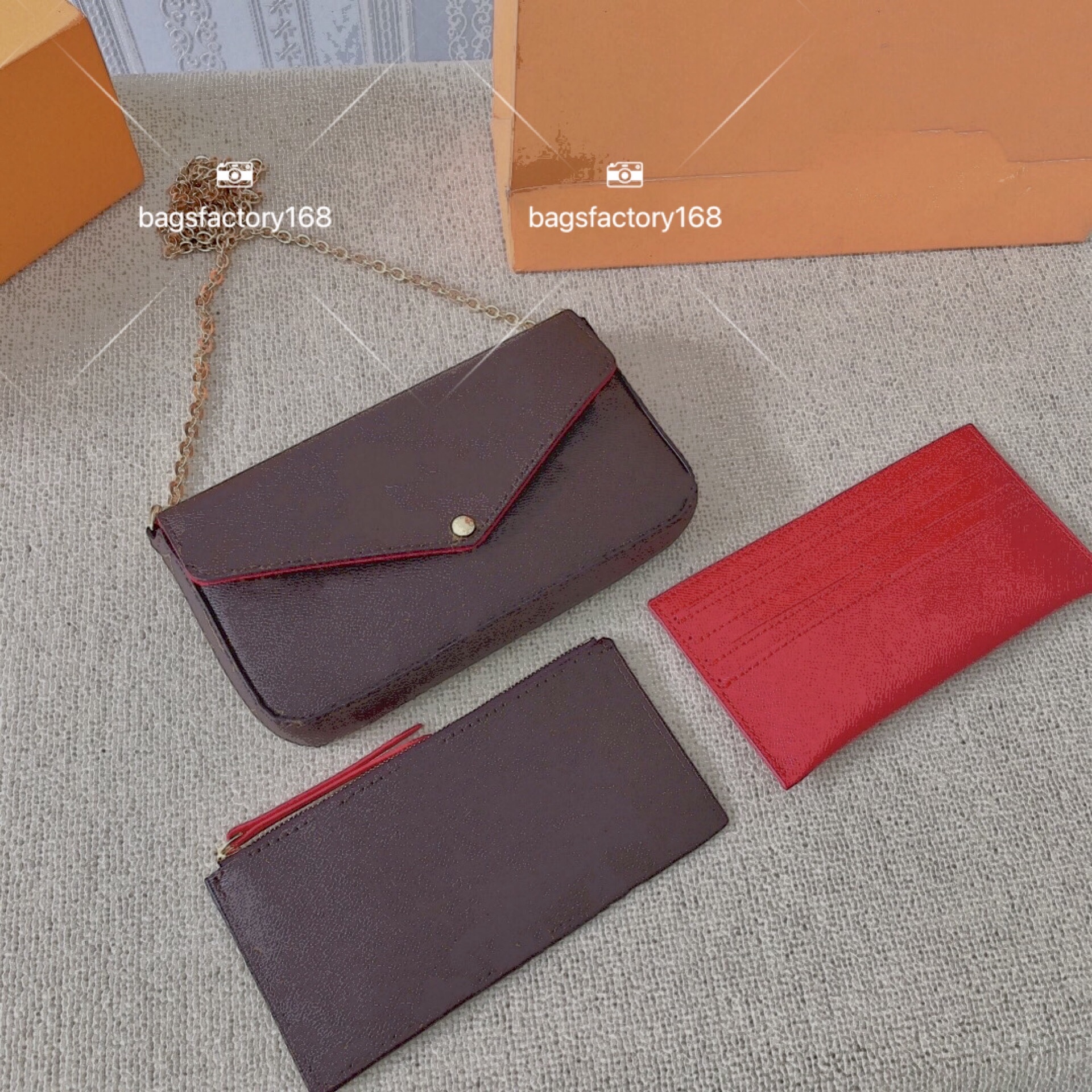 

High-end Design Three In One Printed Chain Bag Original Top Hardware Envelope Chains Shoulder Bags Cute And Simple Pure Color Fashionable Clutch Handbag, Customize