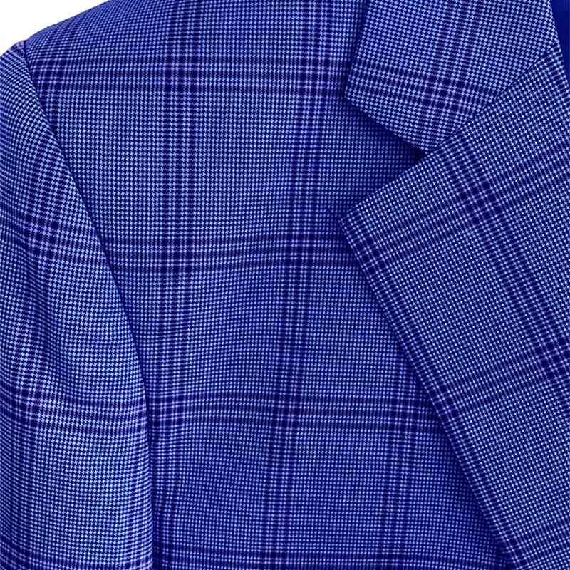 Men&#039;s Suits & Blazers Slim Fit Windowpane Suit Custom Made Blue Check For Men,Elegant Business Men Fashion Style-image-699998258