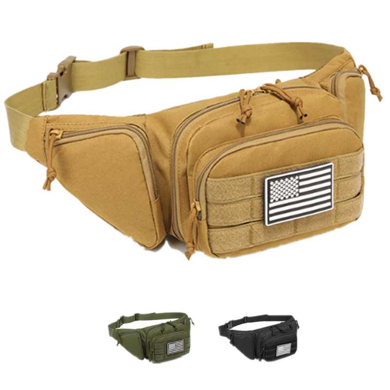 

Stuff Sacks Tactical Waist Bag Gun Holster Military Fanny Pack Sling Shoulder Outdoor Chest Assult Concealed Carry, Dark khaki
