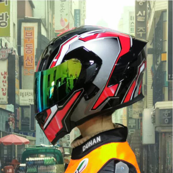 Men&#039;s and women&#039;s electric motorcycle helmets, double mirror tail helmet-image-698876774