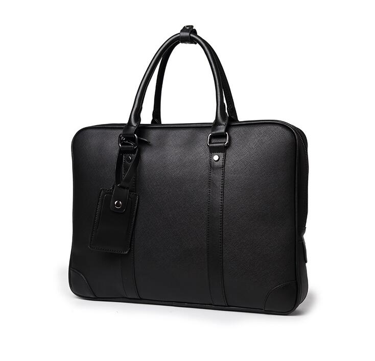 

Factory wholesale men bag multifunctional man portable computer bags simple bulk leather briefcase business trend all-match leisure handbags, Black