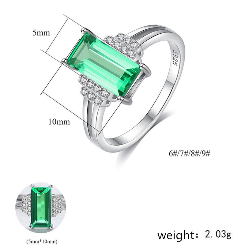 Cluster Rings S925 Sterling Silver Inlaid With Zircon, European And American Fashion Emerald Ring Female-image-704116192