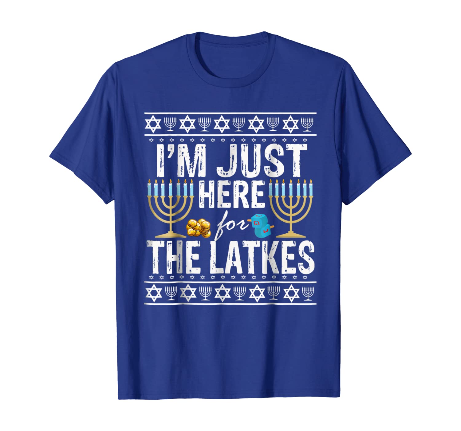 

i'm just here for the latkes jewish gift t-shirt, White;black